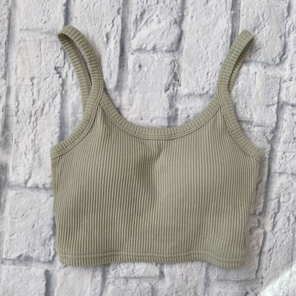 Klassy network Tops - Klassy network women S cotton blend ribbed adjustable strap crop top green